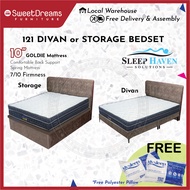121 Storage Bed | Divan Bed | 10" Goldie Orthopaedic Mattress Bedset Package