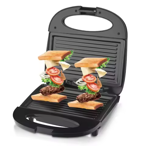 Electric Sandwich Maker With Non-Stick Plates, Waffle Maker, Cool Touch Handle, Easy To Clean And St