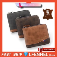 New Design Men Wallet Zipper Bifold Leather Dompet Lelaki Fashion Casual Card Wallet ID Window Case Short Wallet