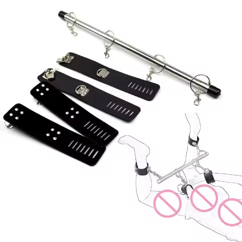 Bondage Slave Open Leg Spreader Bar BDSM Bed Restraint Handcuffs SM Ankle Cuffs