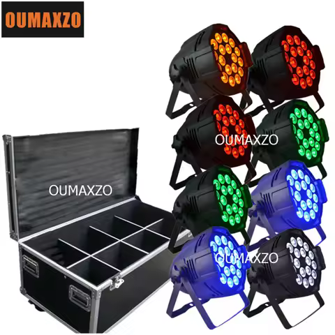 8XLOT&flight case 18Pcs 15W LED Par Light RGBWA 5in1 Color Par Can LED DJ Wash Light DJ Party Disco 