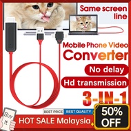 3in1 USB Universal Mirascreen HDMI Same Screen Adapter Cable Phone/Android/Type C Phone Tablet to HD