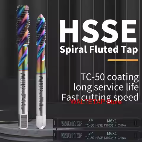 HSSE-M35 TC50 Coating Spiral Fluted Tap M1 M1.2 M1.5 M1.6 M2 M2.5 M3 M4 M5 M6 M7 M8 M9 M10 M11 M12 M