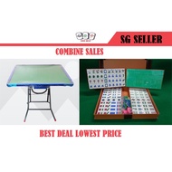 Foldable Blue edges Mahjong Table &amp; A1 Size 37mm Crystal Green Mahjong Set / 2 items Combine Sales / Free Assembly