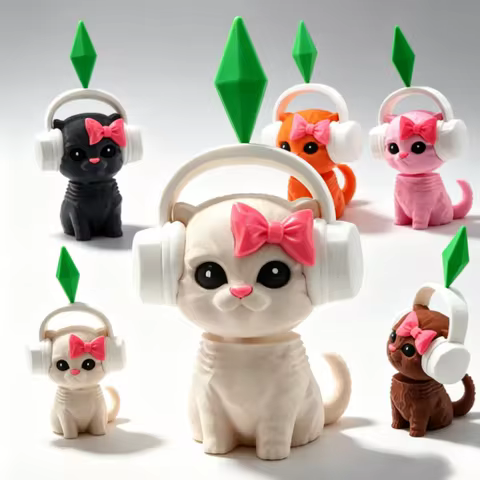 Cute Plumbob Dancing Cat Car Accessory The Sims Inspired Cat Figurine Ornament Creative Dashboard De