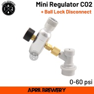 Mini Regulator CO2 Keg Charger 0-60 PSI ชุดชาร์จ อุปกรณ์ ควบคุม CO2 + Ball Lock + Disconnect+ หลอด C