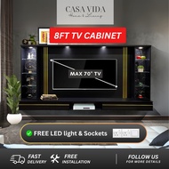 FREE INSTALL Black TV Cabinet 8FT | KABINET TV PUTIH 8 KAKI TV01023