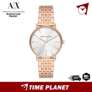 [Official Warranty] Armani Exchange Three-Hand Rose Gold-Tone Stainless Steel Watch And Necklace Set