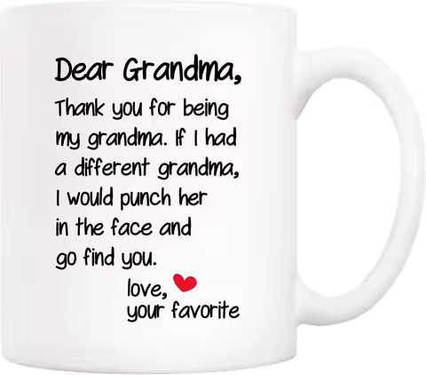Mother's Day Coffee Mug Gift for Grandma from Grandchildren, Dear Grandma, Thank you for your compan