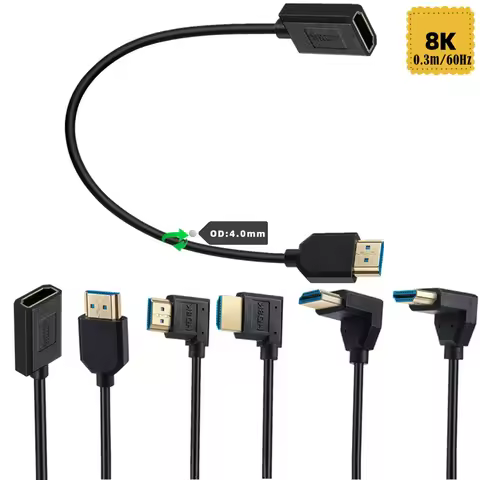 0.3m 2.1 Version 8K 60Hz 4k120Hz 90 Degree Angle HDMI - compatible With Male to Female Fine Wire HD 