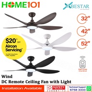 ($1 REPLACEMENT) Bestar DC Motor Ceiling Fan with Remote Control & Light 32"/42”/52" Wind