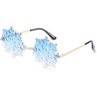 LJCZKA Snowflake Shape Sunglasses Women Men - Rimless Novelty Ice Glasses Funky Christmas Festival P