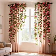 2.4m Colorful Artificial Rose Flowers Rattan for Wedding Home Room Decoration