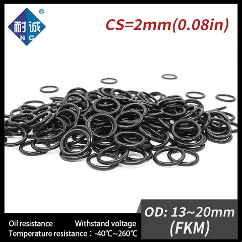 5PC/lot Rubber Ring Black FKM O ring Seals Thickness 2mm OD13/14/15/16/17/18/19/20mm Rubber O-Rings 