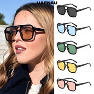 UAENAU 70s Sunglasses, UV400 Protection Summer Square Sun Glasses, Fashion Retro Style Vintage Black