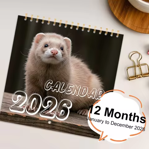 2026 Cute Animal Calendar Planner with Monthly Layouts - January to December, Birthday & Holiday Gif