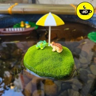 Mô hình Ếch Vịt Lá Sen trên đảo trang trí bể cá cảnh hồ thủy sinh thùng xốp decor bàn làm việc