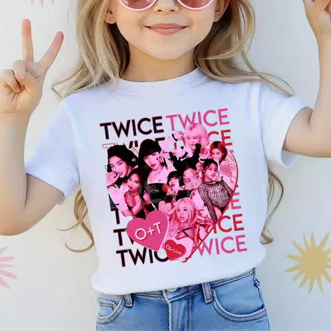 Kpop Blackpink T-shirts for Boys Girls Pink Band Anime Cartoon Printed Cute Short-sleeved Top Childr