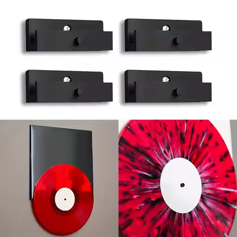 Retro Vinyl Record Display Stand With Album Cover Wall Mount - For, Music Studio, Record Store Decor