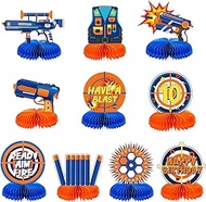 LINGXIU 10 Pieces Dart War Party Decorations Nerf Dart War Gun Party Honeycomb Centerpieces Birthday Party Table Toppers Double RZ0037 0