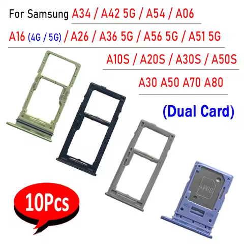 1​0Pcs，NEW SIM Card Tray chip slot drawer Holder Adapter Accessories For Samsung A34 A42 A54 A06 A16