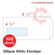 4 1/2" x 9 1/2" Window White Envelope | Sampul Surat Putih