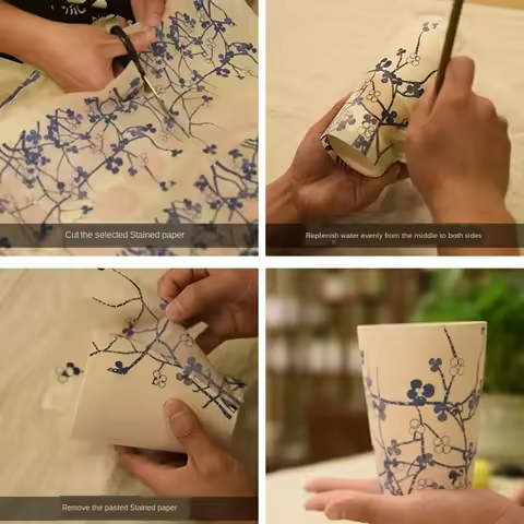 1PCS Pottery Ceramics Clay Transfer Flower Paper Glaze Underglaze Jingdezhen Blue And White Porcelai