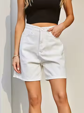 GUUZYUVIZ-Women's High Waist Denim Shorts, Oversized Casual Jeans, White Wide Leg Short Pants, Sprin