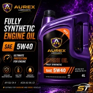 AUREX 5W40 (4 Liter) Fully Synthetic Engine Oil API SQ CK-4 -Proton, Toyota, Perodua, Honda, Nissan