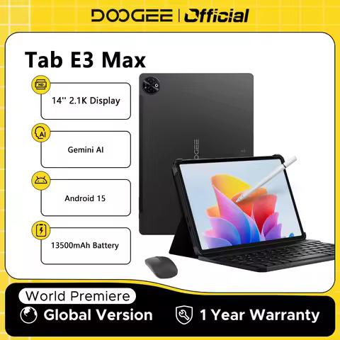Global Version DOOGEE Tab E3 Max Tablet PC Android 15 Gemini AI 14'' 2.1K Screen 8GB RAM 256GB 13500