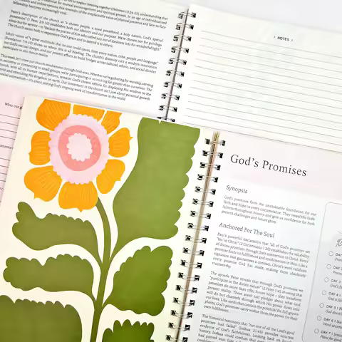 1-Set A4 "Bible in a Year: 52-Week Study Spiral Notebook" w/ Guide | Women's Bible Study Plan | Holi