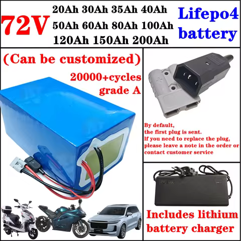 72V 40Ah 20Ah 30Ah 35Ah 50Ah 60Ah 80Ah 100Ah 120Ah 150Ah 200Ah Lifepo4 lithium battery with BMS for 