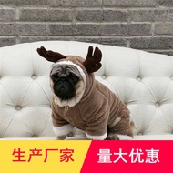 Pet Dog Clothes Elk Double Thickened Winter Clothes Cotton Clothes New Year Clothes Teddy Poodle Sma