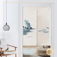 [Ready Stock]Customized Door Curtain with Rods Long Chinese Style Curtain For Door Entrance Kitchen Doorway And Room Divider