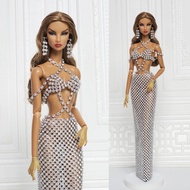 Doll Set Handmade Silver Metal Mesh Crystal For Barbie Fashion Royalty Silkstone Poppy Parker Nuface