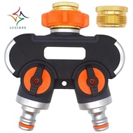 2-Way Distributor 3/4 Inch and 1/2 Inch Water Distributor with Tap Adapter for Garden Watering Clock &amp; Garden Hose