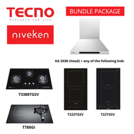 (HOOD + HOB) Tecno 60cm Chimney Cooker Hood KA2038 with Free Hob Bundle Package