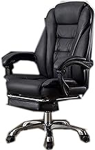 WSJTT Ergonomic Executive Office Chair, High Back Leather Desk Reclining Swivel Recliner Computer Chairs with Retractable Footrest Home Work Gaming Chair (Color : Black)