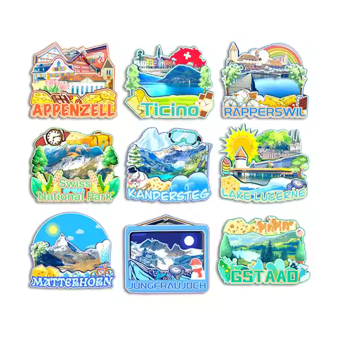 Gstaad Jungfraujoch Matterhorn Swiss Lake Lucerne Rapperswil Ticino Appenzell SWITZERLAND Fridge Mag