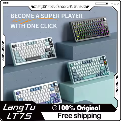 Langtu Lt75 Mechanical Keyboard 2.4g Wireless Bluetooth Tri-Mode Customized Hot Plug Multimedia Colo