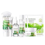 Skincare Gifts For Teenage Girls, Aloe Vera Skin Care Sets &amp; Kits For Women Gifts, with Cleanser, Face Serum, Face Cream,Toner,Eye Cream,2PCS Mask for Hydrate Moisturize Skin（7Pcs）