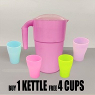 1500ML【1pcs Kettle+4pcs Cups】Clear Large Capacity Pitcher Cold Water Jug Kettle Container Bottle