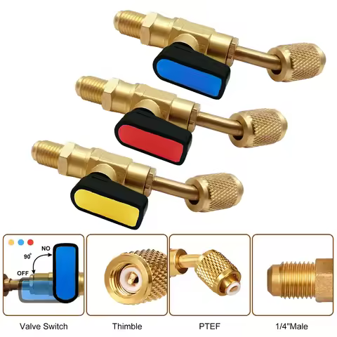 Refrigerant Ball Valve R22 R12 R410a Air Conditioning Angled Shut-Off Valve for R410A R134A R12 R22