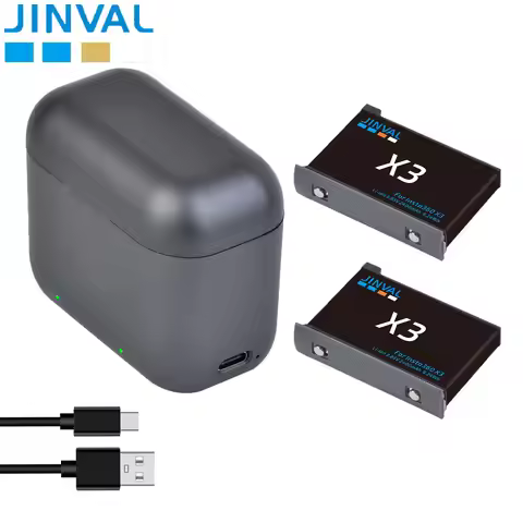 JINVAL 2400mAh Batteries For Insta360 ONE X3 Battery + 2-Slot Fast Charging Case Insta 360 X 3 Actio