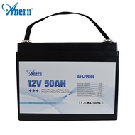 Anern 12V 50ah แบตเตอรี่ลิเธียม แบตเตอรี่ LiFePO4 แบตเตอรี่ลิเธียม 12.8V 640Wh แบตเตอรี่พลังงานแสงอา