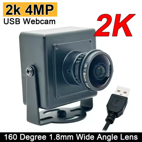 160Degree Wide Angle 5MP 1.8mm Fisheye Lens 2K HD PC Webcam Plug Play 4MP 30fps 2560x1440 High Speed