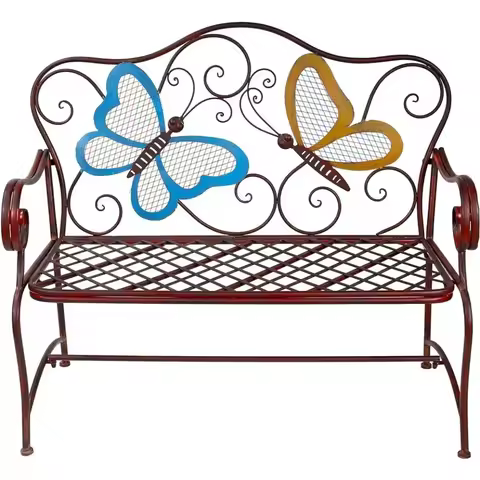 Outdoor bench, 45 "x 23" outdoor double butterfly garden bench, outdoor bench