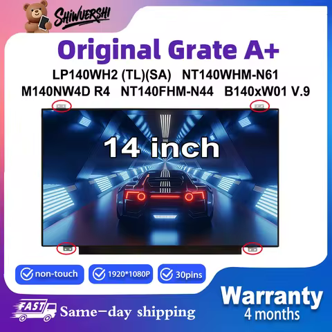 Original New A+ 14" Laptop Lcd Screen Slim LP140WH2 TLSA LP140WH2 (TL)(SA) NT140WHM N61 M140NW4D R4