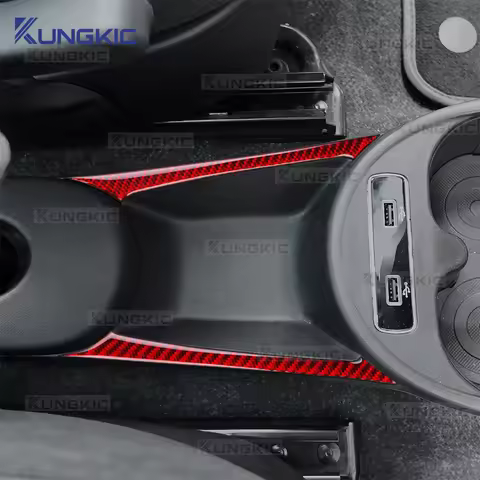 Real Soft Carbon Fiber Gear Storage Strip Sticker for Fiat 500 500C 2016-2024,500E 2016-2019/Abarth 