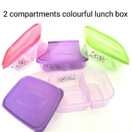 Colourful Lunch Box 2 compartments food container set tupperware bekas makanan plastik